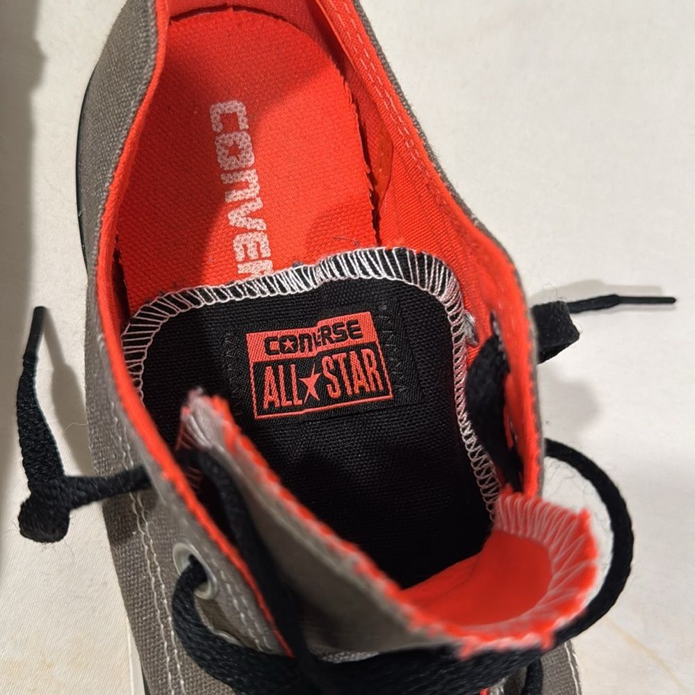 Converse Unisex Low-Top All-Star Sneakers – Gray/Black with Orange – Size 6M/8W - Picture 4 of 8